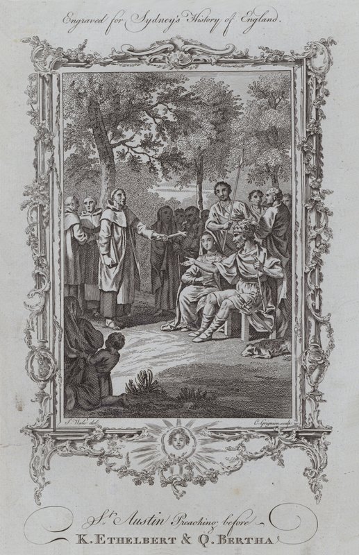 St Austin Głoszenie przed K Ethelbert i Q Bertha (rycina) autorstwa Samuel (after) Wale