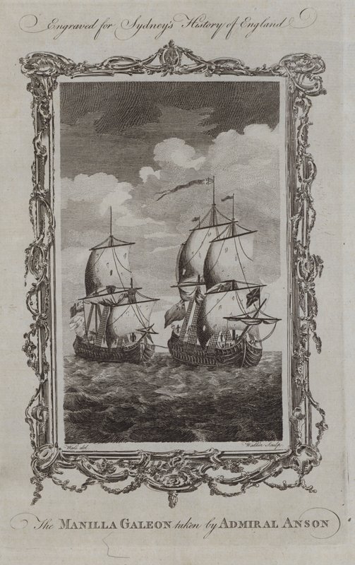 Galeon Manilla wykonany przez admirała Ansona (rycina) autorstwa Samuel (after) Wale