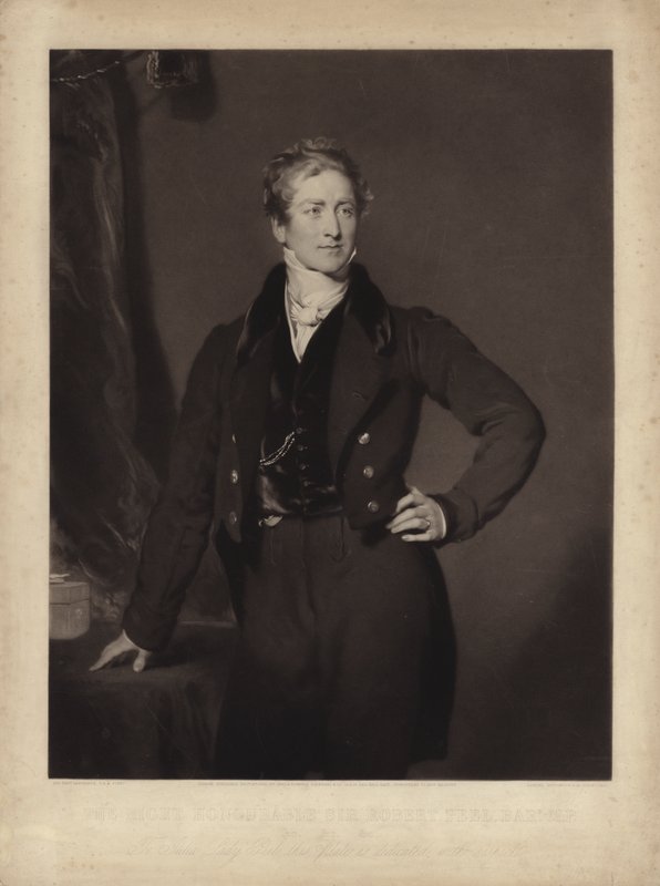 Sir Robert Peel, angielski polityk konserwatywny i premier (rycina) autorstwa Samuel Cousins