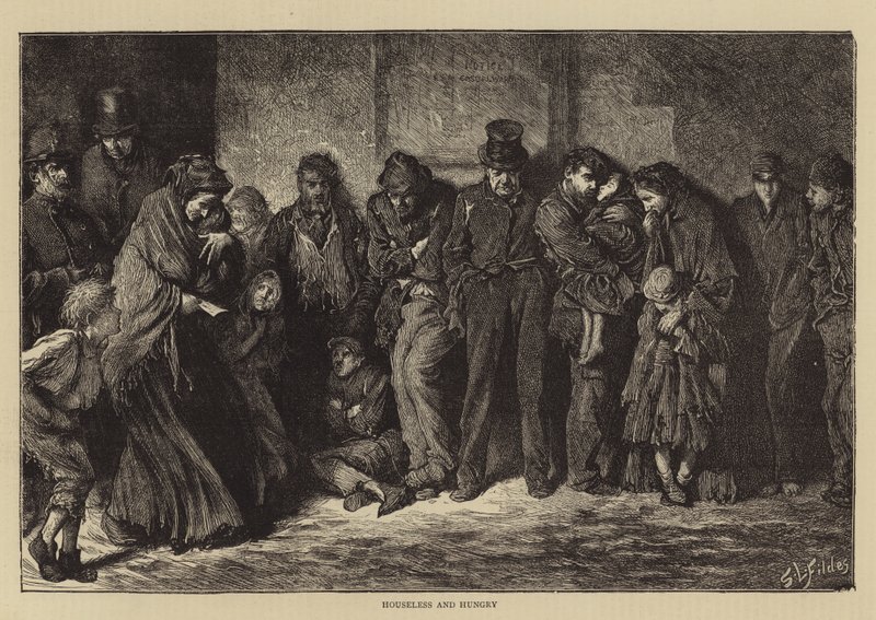 Bezdomni i głodni autorstwa Samuel Luke Fildes
