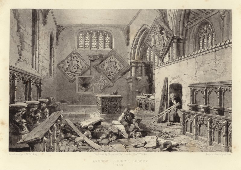 Kościół Arundel (lithotint) autorstwa Samuel Prout