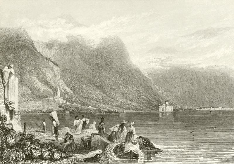 Zamek Chillon, Jezioro Genewskie, Szwajcaria autorstwa Samuel Prout