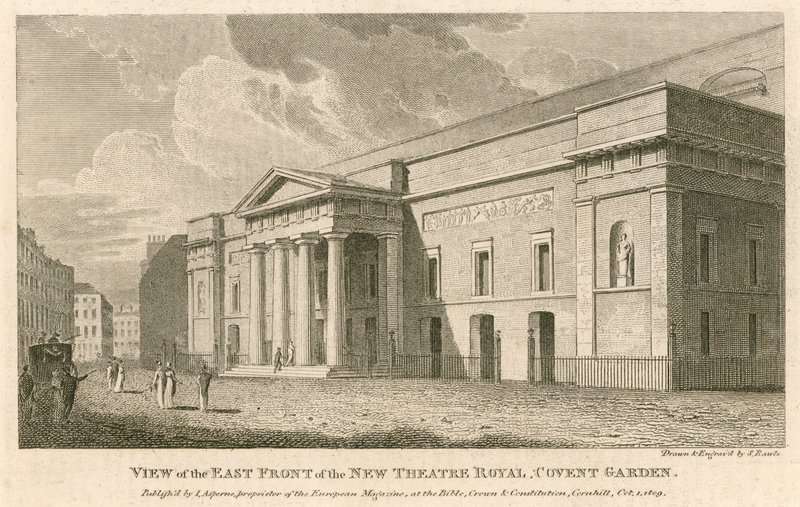 Widok na wschodni front nowego Teatru Królewskiego, Covent Garden, Londyn autorstwa Samuel Rawle
