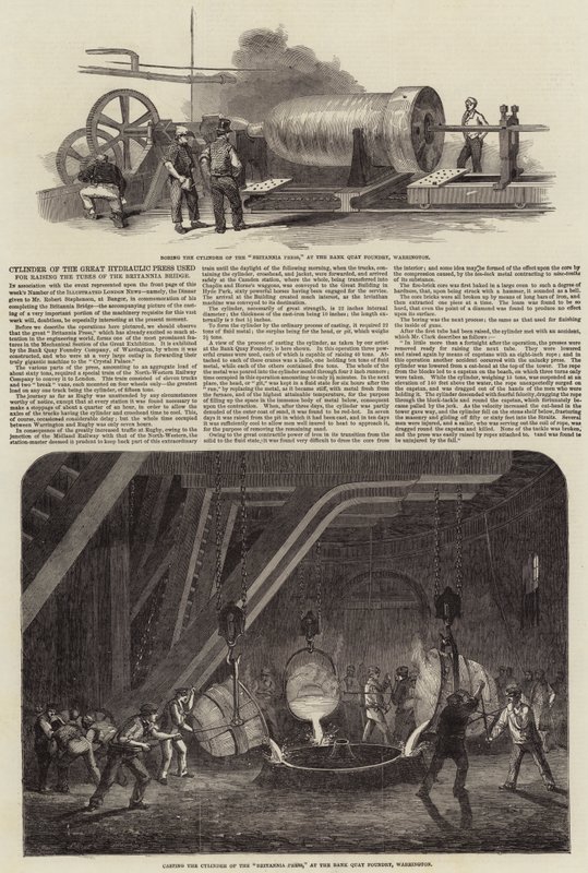 Cylinder wielkiej prasy hydraulicznej używanej do podnoszenia rur mostu Britannia autorstwa Samuel Read