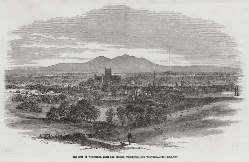 Miasto Worcester, z linii kolejowej Oxford, Worcester i Wolverhampton autorstwa Samuel Read