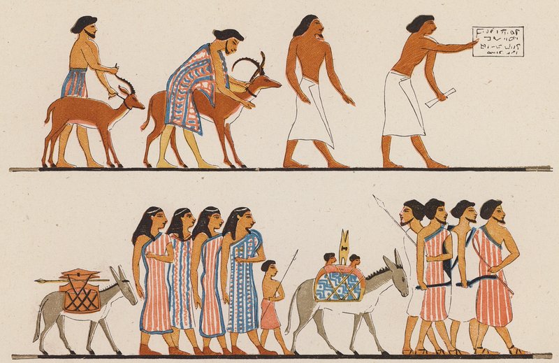 Sztuka starożytnego Egiptu (kolorowa litografia) autorstwa School Egyptian