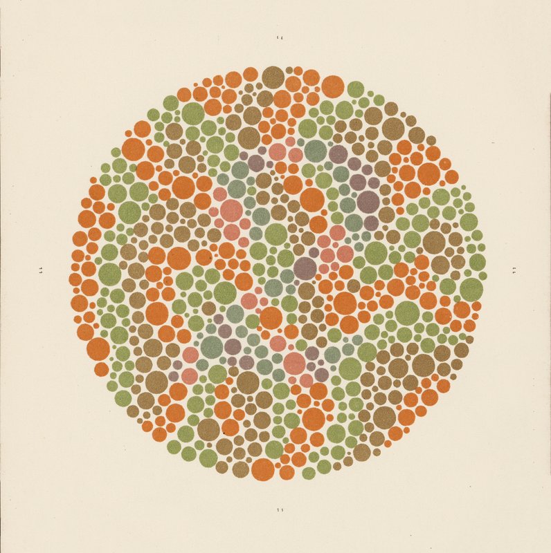 Test kolorów Ishihary do wykrywania ślepoty barw. (color litho) autorstwa School Japanese