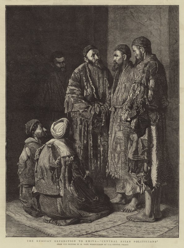 Rosyjska wyprawa do Chiwy, „politycy środkowoazjatyccy” (rycina) autorstwa School Russian