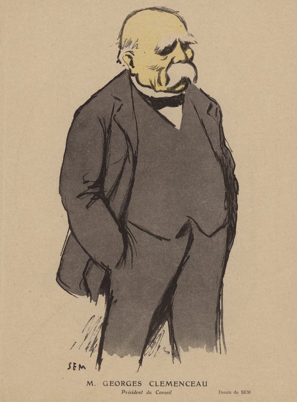Georges Clemenceau , francuski polityk (kolor lito) autorstwa Sem