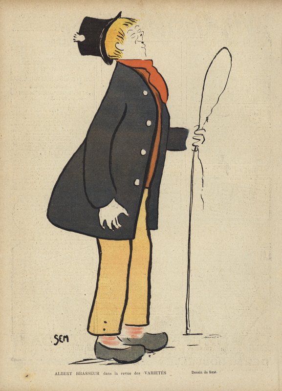 Albert Brasseur, francuski komik i śpiewak operetkowy autorstwa Sem