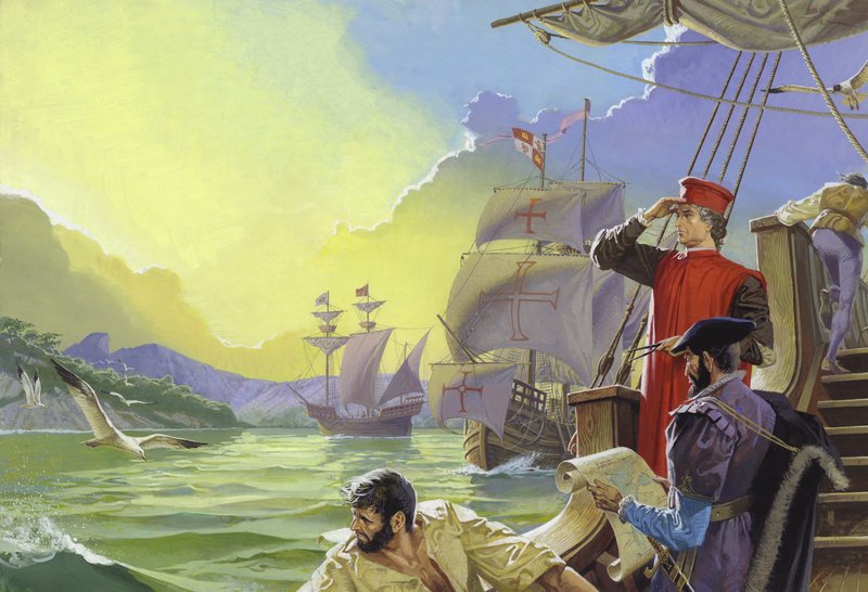Amerigo Vespucci widzi Amerykę autorstwa Severino Baraldi