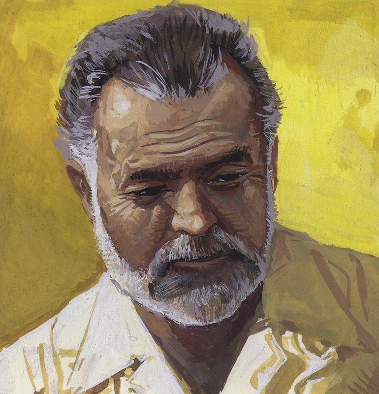 Ernest Hemingway (gwasz na papierze) autorstwa Severino Baraldi