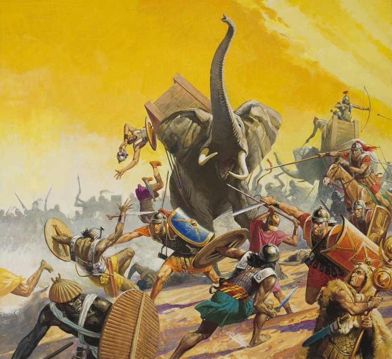 Hannibal i Scypion (gwasz na papierze) autorstwa Severino Baraldi