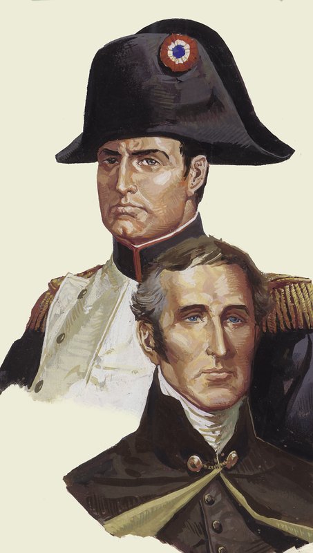 Napoleon i Wellington (gwasz na papierze) autorstwa Severino Baraldi