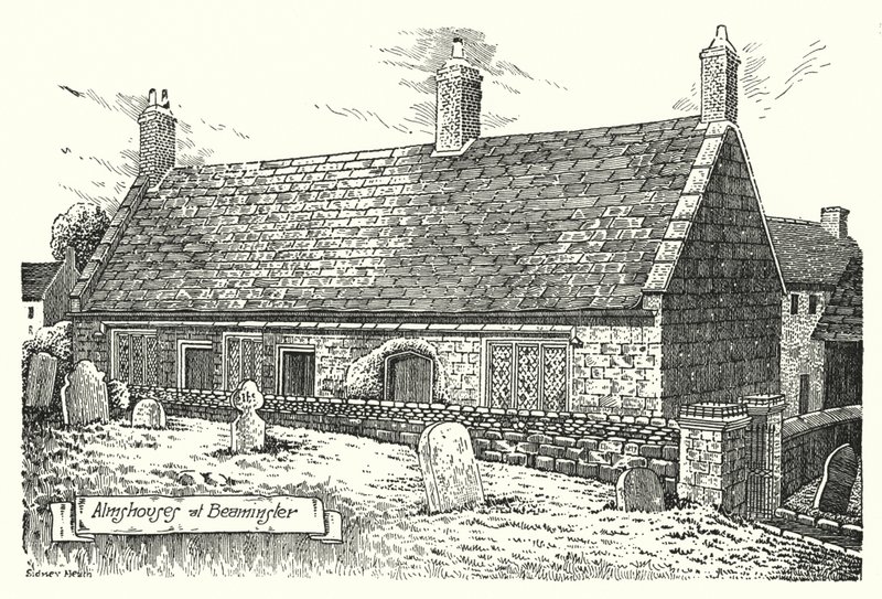 Przytułki w Beaminster (grawerowanie) autorstwa Sidney Heath