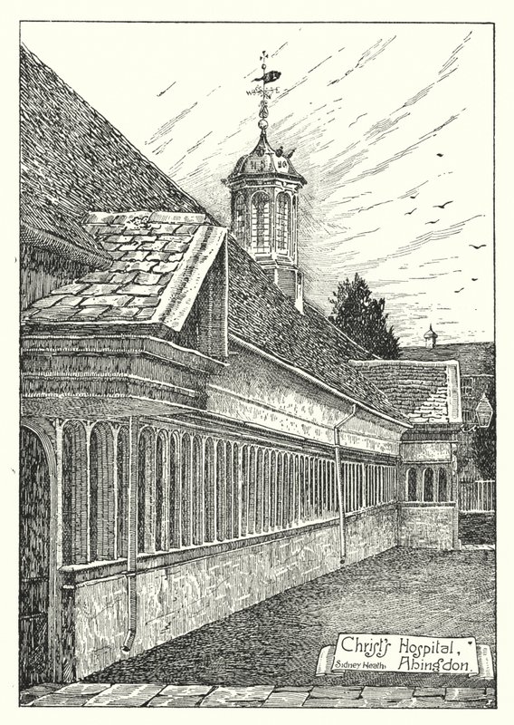 Szpital Chrystusa, Abingdon (grawerowanie) autorstwa Sidney Heath