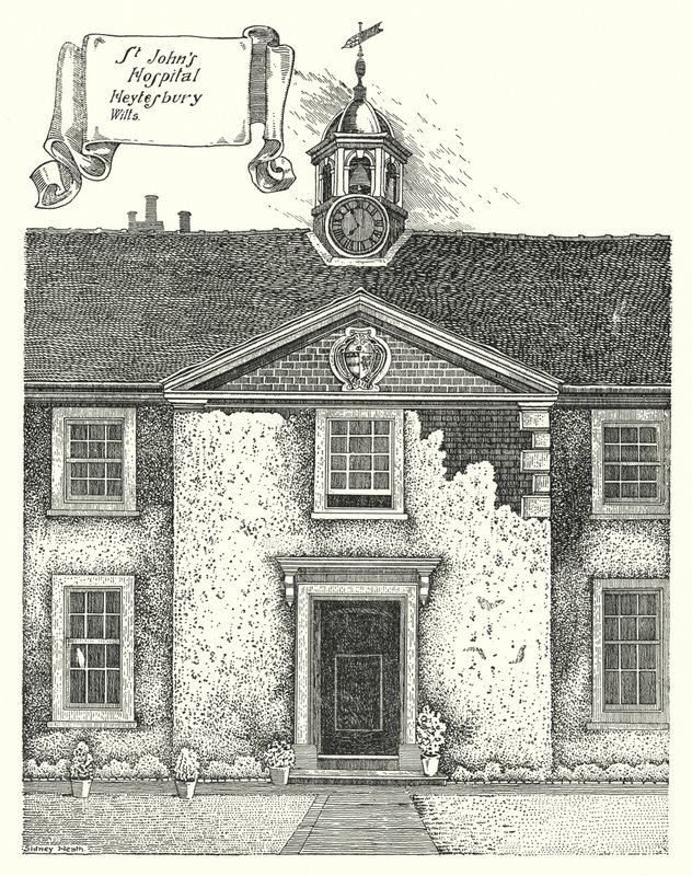 Szpital św. Jana, Heytesbury, Wilts (grawerowanie) autorstwa Sidney Heath