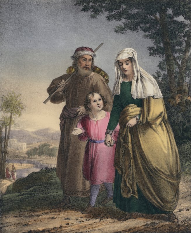 Jezus wraca z rodzicami do Nazaretu (kolorowa grawerunek) autorstwa Siegfried Detler Bendixen