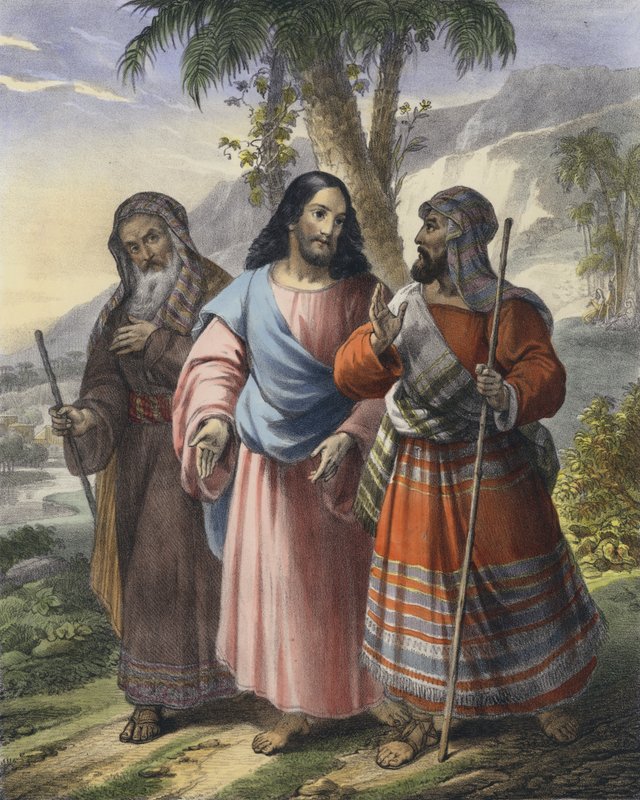 Podróż do Emaus (kolorowy grawerunek) autorstwa Siegfried Detler Bendixen