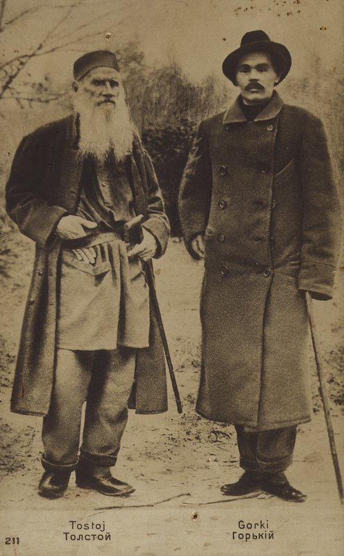 Rosyjscy autorzy Lew Tołstoj i Maksym Gorki, 1900 autorstwa Sophia Andreevna Tolstaya
