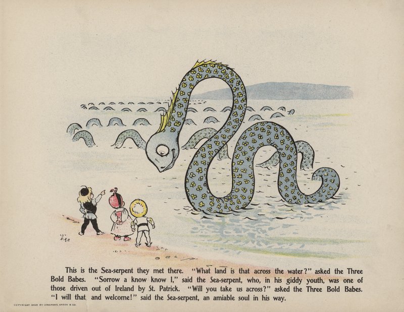 Ilustracja do "Further Doings of the Three Bold Babes" (kolorowa litografia) autorstwa Sophia Rosamond Praeger