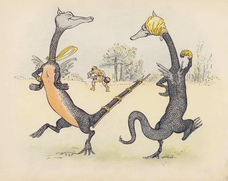 Ilustracja do Little Twin Dragons autorstwa S. Rosamond Praeger (kolorowa litografia) autorstwa Sophia Rosamond Praeger