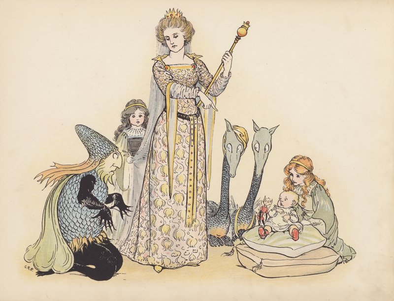 Ilustracja do Little Twin Dragons autorstwa S. Rosamond Praeger (kolorowa litografia) autorstwa Sophia Rosamond Praeger