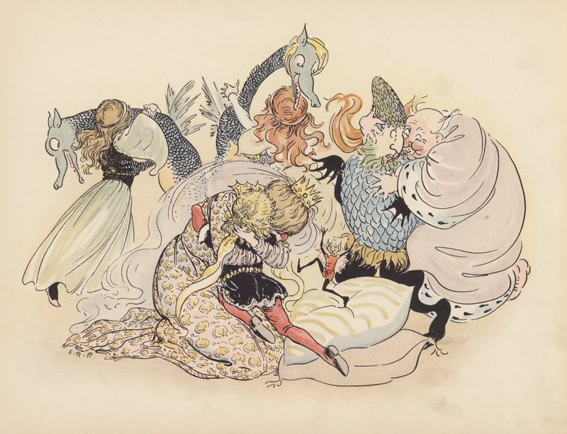 Ilustracja do Little Twin Dragons autorstwa S. Rosamond Praeger (kolorowa litografia) autorstwa Sophia Rosamond Praeger