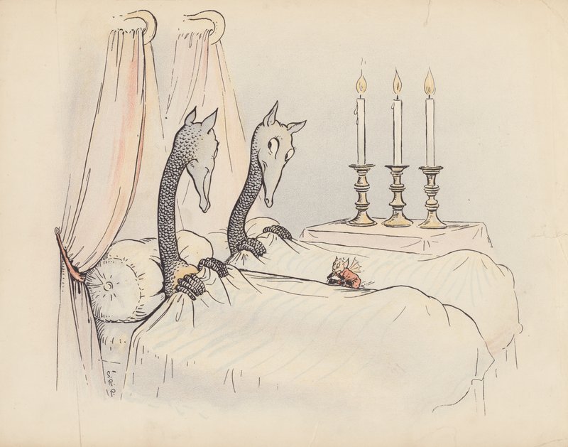 Ilustracja do Little Twin Dragons autorstwa S. Rosamond Praeger (kolorowa litografia) autorstwa Sophia Rosamond Praeger