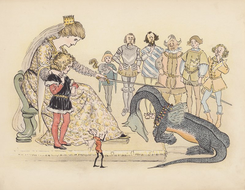 Ilustracja do Little Twin Dragons autorstwa S. Rosamond Praeger (kolorowa litografia) autorstwa Sophia Rosamond Praeger
