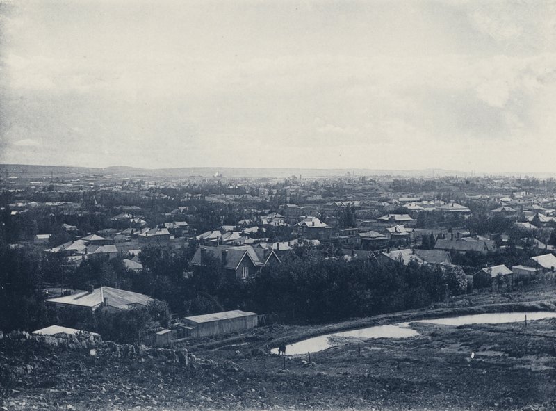 Doornfontein, Panorama ze wzgórza (zdjęcie czarno-białe) autorstwa South African Photographer
