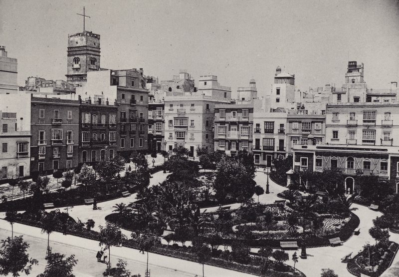 Kadyks: Plaza de Guerra Jimenez (zdjęcie czarno-białe) autorstwa Spanish Photographer