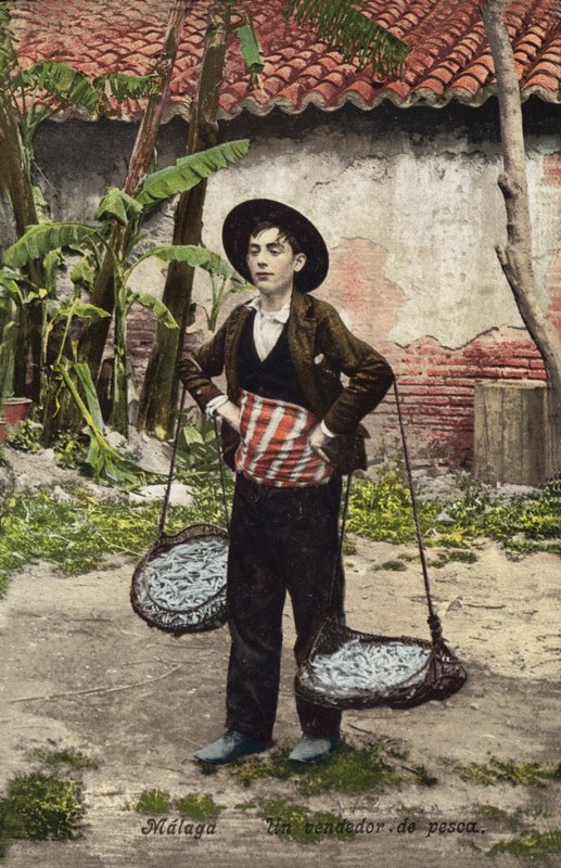 Sprzedawca ryb, Malaga, Hiszpania (zdjęcie kolorowe) autorstwa Spanish Photographer