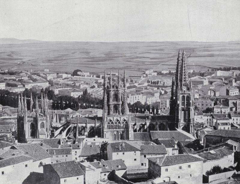 Widok ogólny Burgos (zdjęcie czarno-białe) autorstwa Spanish Photographer