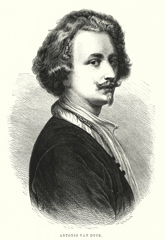Anthony van Dyck , flamandzki artysta (litografia) autorstwa Spanish School