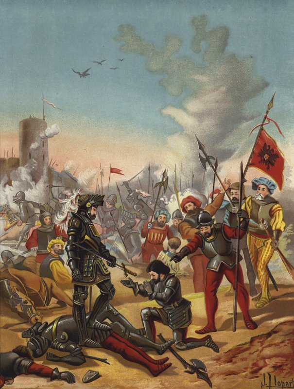 Zdobycie króla Franciszka I Francji w bitwie pod Pawią we Włoszech, 1525 autorstwa Spanish School