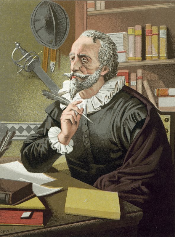Cervantes w swoim gabinecie autorstwa Spanish School