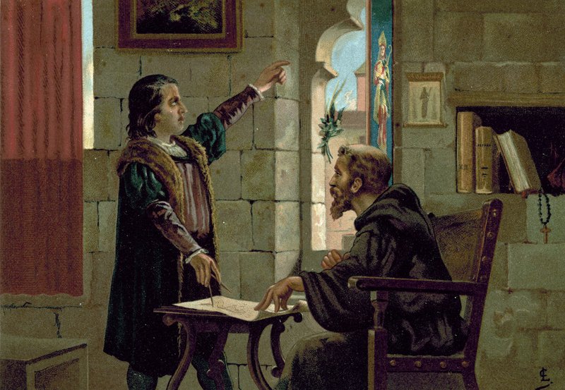 Krzysztof Kolumb w klasztorze La Rabida, 1490s autorstwa Spanish School