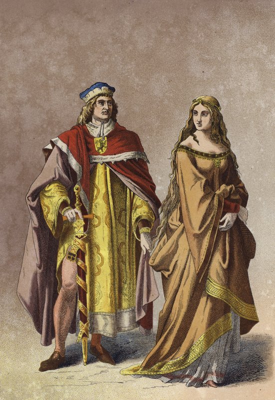 Europejska szlachetna dama i dżentelmen, XIV wiek autorstwa Spanish School