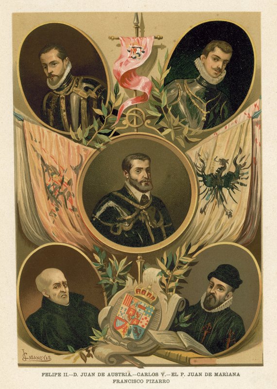 Słynne hiszpańskie postacie historyczne z XVI wieku autorstwa Spanish School