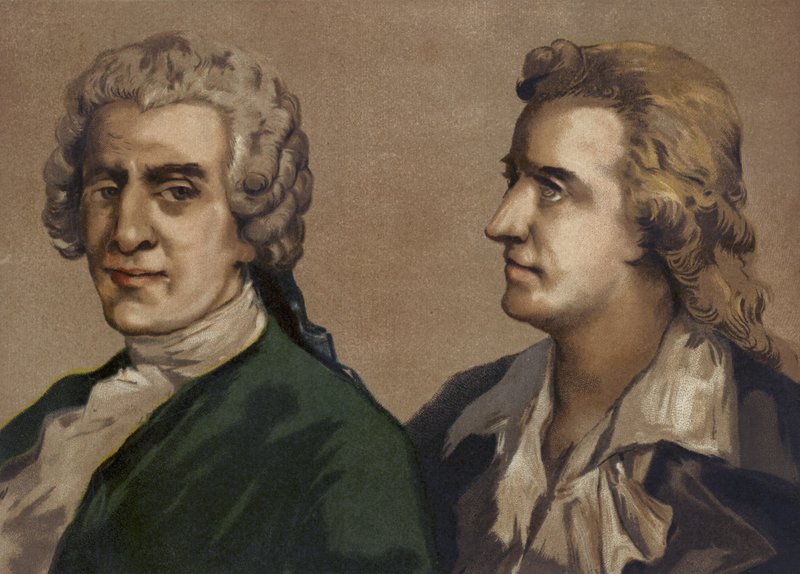 Friedrich Gottlieb Klopstock i Friedrich Schiller, poeci niemieccy autorstwa Spanish School