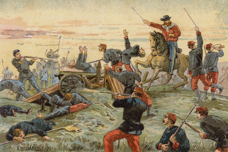 Giuseppe Garibaldi w bitwie pod San Antonio del Santo, urugwajska wojna domowa, 1846 r autorstwa Spanish School