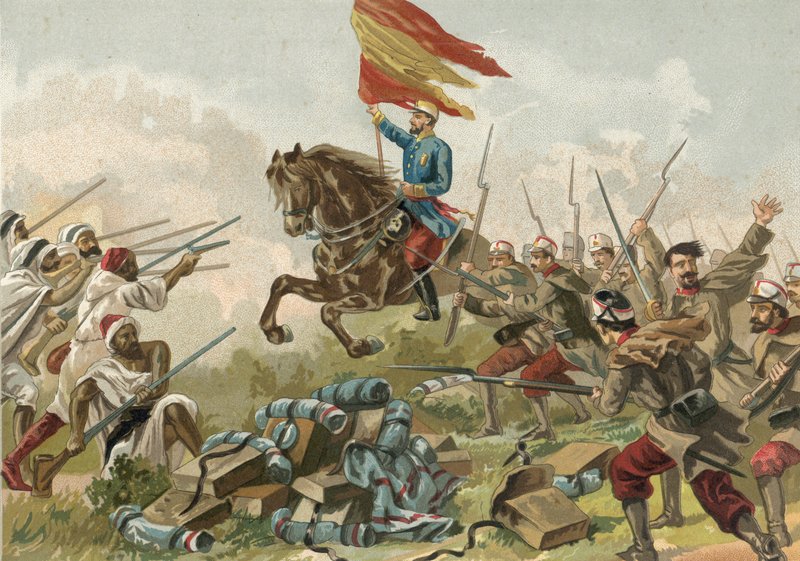 Heroizm generała Prima w Castillejos, Maroko, 1859 autorstwa Spanish School