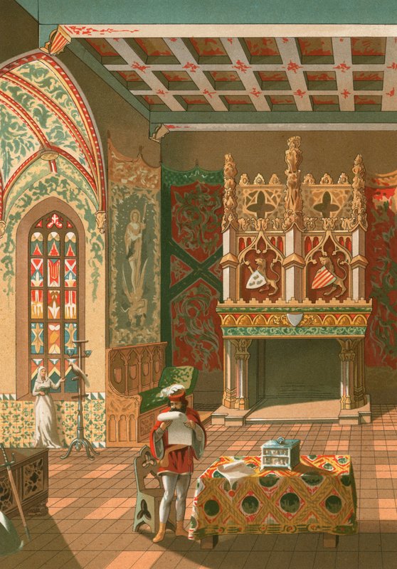 Salon zamku feudalnego autorstwa Spanish School