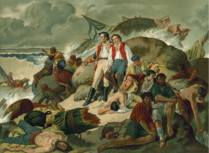 Rozbitkowie, którzy przeżyli bitwę pod Trafalgarem, 1805 autorstwa Spanish School