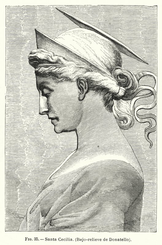 Św Cecylia, płaskorzeźba Donatello (lito) autorstwa Spanish School