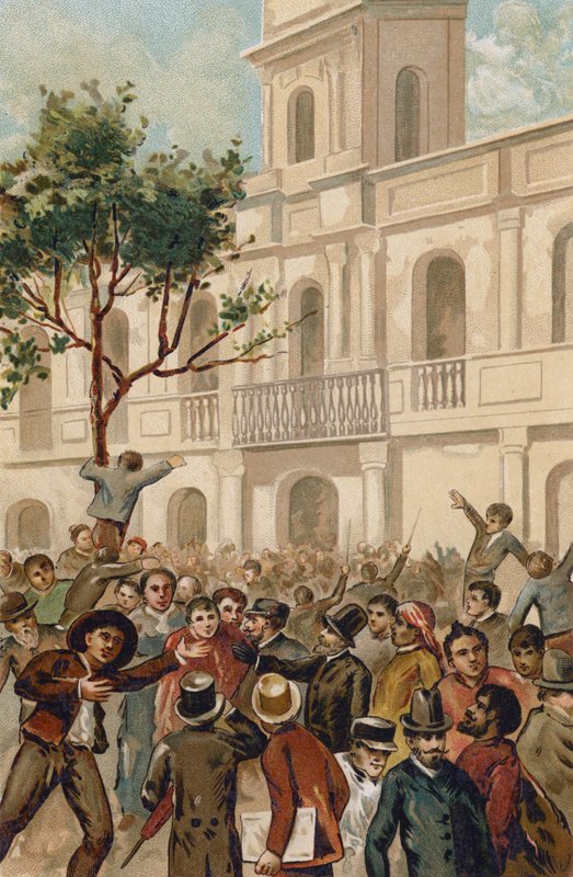 Powstanie przeciwko prezydentowi Argentyny Juarezowi Celmanowi, Buenos Aires, 1890 autorstwa Spanish School