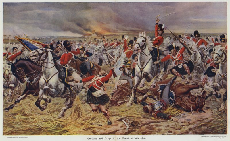 Gordons i Grays na froncie pod Waterloo autorstwa Stanley Berkeley