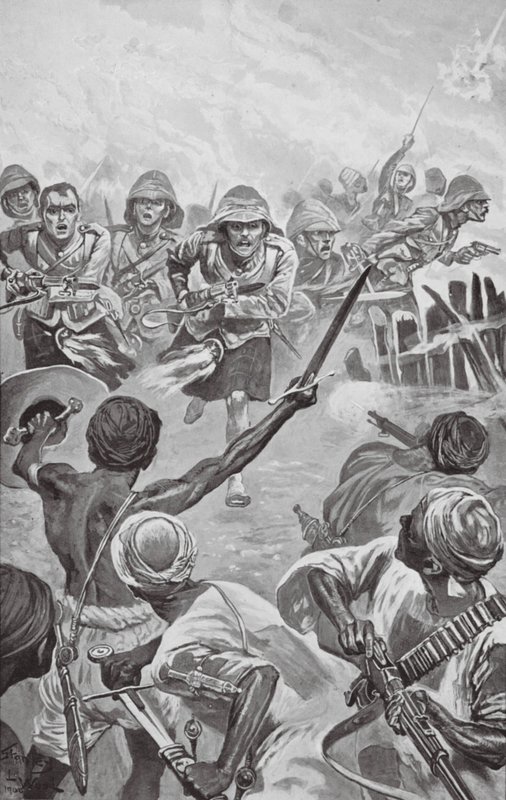 Camerons Rushing the Zareba at the Atbara (litografia) autorstwa Stanley L. (after) Wood