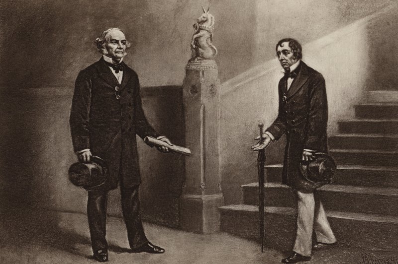 Gladstone i Disraeli, Beaconsfield (fotograwiura) autorstwa Stephen James (after) Ferris
